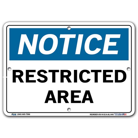 Vestil Aluminum Sign, 7-1/2" Height, 10-1/2" Width, Aluminum, Rectangle, English SI-N-02-A-AL-040